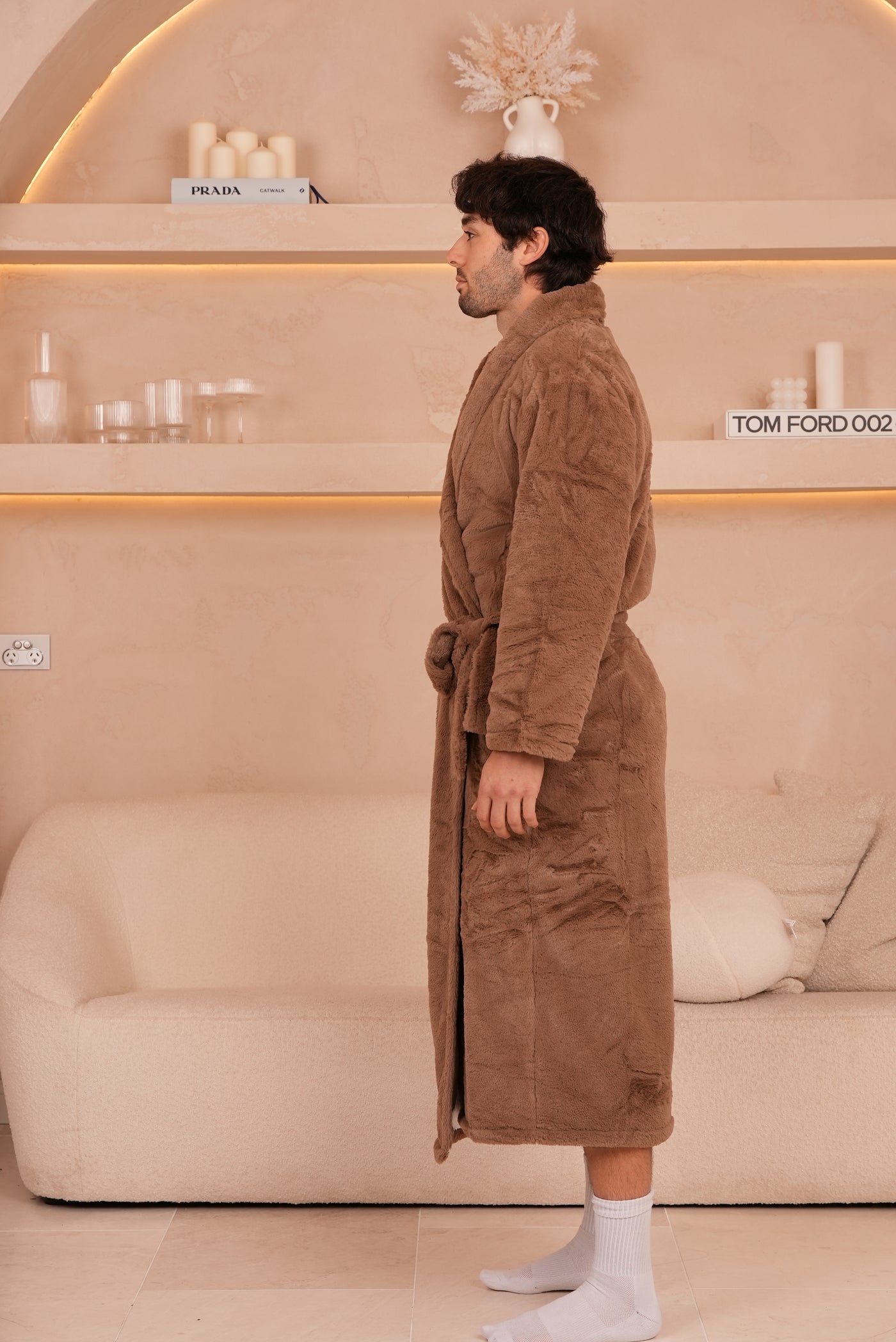 Signature Faux Fur Robe Mocha