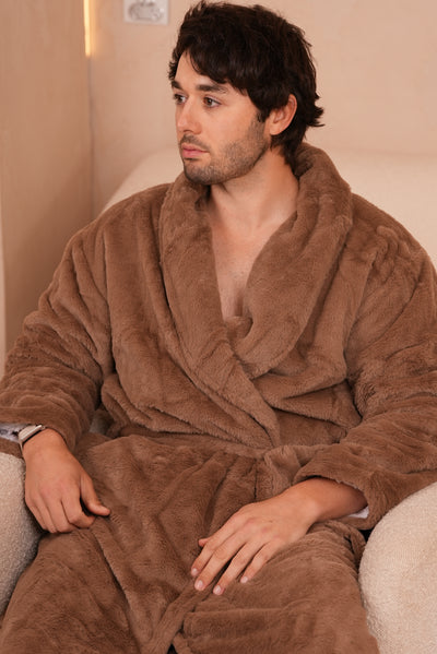 Signature Faux Fur Robe Mocha