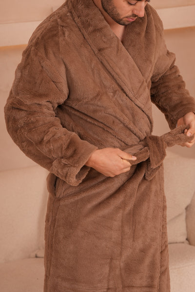 Signature Faux Fur Robe Mocha