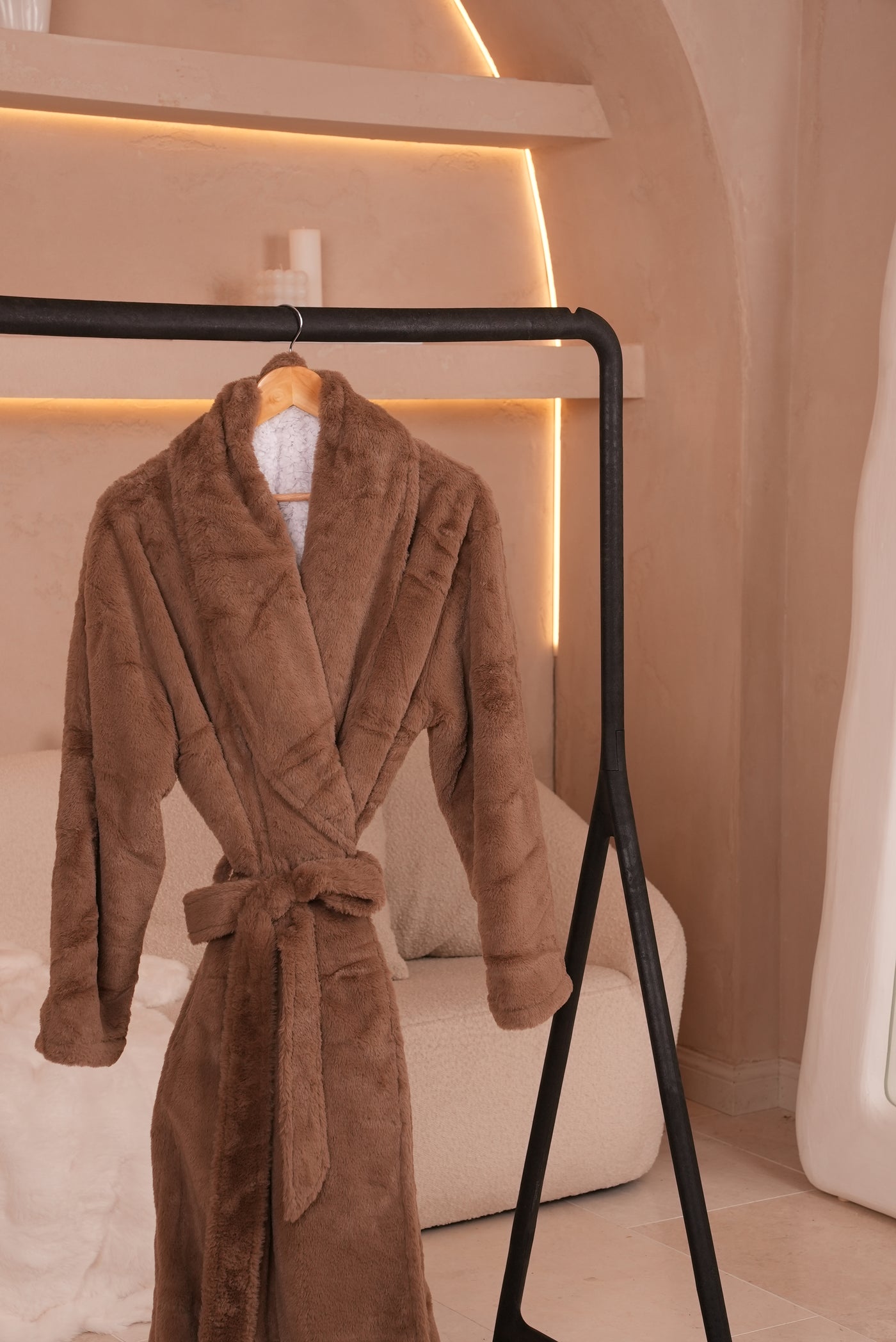 Signature Faux Fur Robe Mocha
