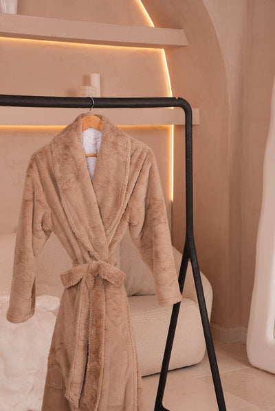 Signature Faux Fur Robe Almond