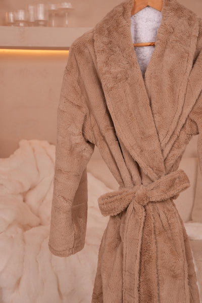 Signature Faux Fur Robe Almond