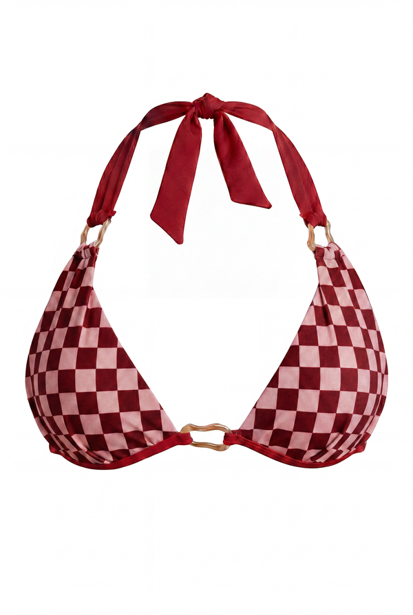 Margot Push Up Top Checked-In Cherry
