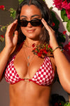 Push-Up Bikini Top - Margot Checked-In Cherry