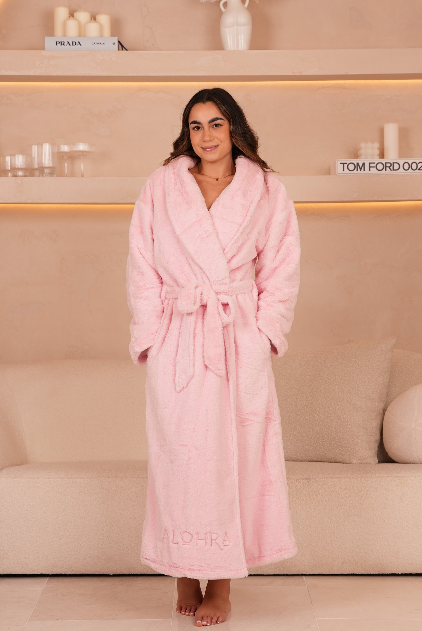 Signature Faux Fur Robe Blush