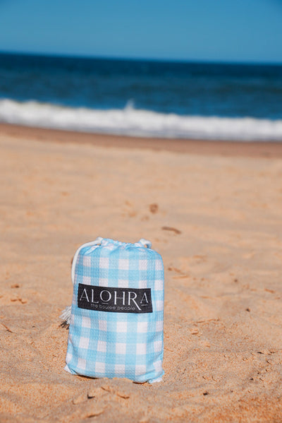 Sand Free Beach Towels All About Gingham Pastel Blue